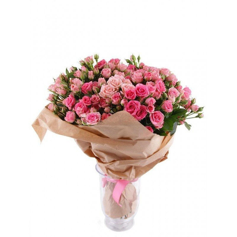 Букет с розовыми розами «Яркая искра»